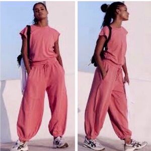 FREE PEOPLE Throw And Go Onesie NEW Jumpsuit Claret Raspberry Pink Size S Rare